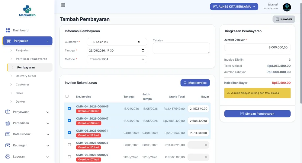 Verifikasi pembayaran  setujui, tolak, atau verifikasi massal