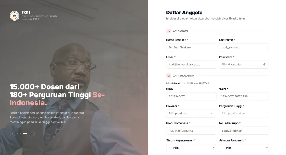 Verifikasi anggota di panel admin - tinjau, setujui, atau tolak pendaftar