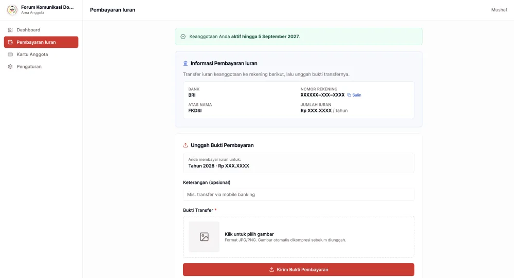 Verifikasi pembayaran - lightbox bukti transfer dan alur persetujuan